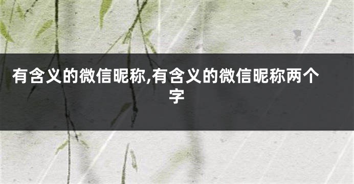 有含义的微信昵称,有含义的微信昵称两个字