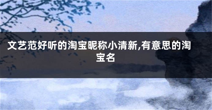 文艺范好听的淘宝昵称小清新,有意思的淘宝名