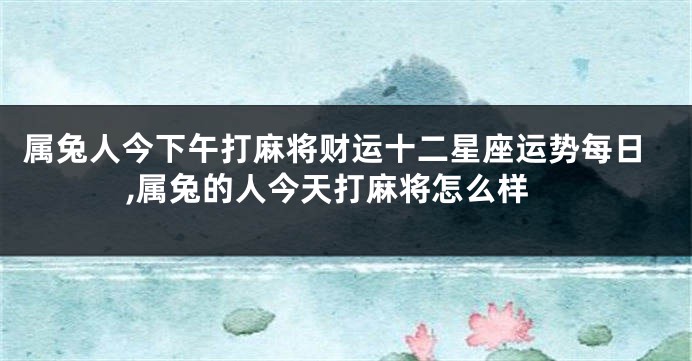 属兔人今下午打麻将财运十二星座运势每日,属兔的人今天打麻将怎么样