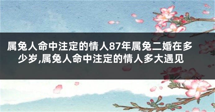 属兔人命中注定的情人87年属兔二婚在多少岁,属兔人命中注定的情人多大遇见