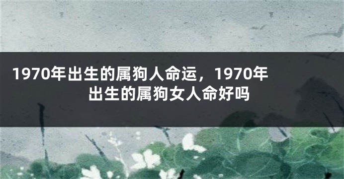 1970年出生的属狗人命运,1970年出生的属狗女人命好吗