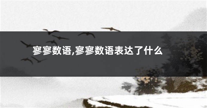 寥寥数语,寥寥数语表达了什么
