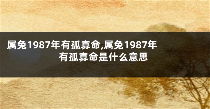 属兔1987年有孤寡命,属兔1987年有孤寡命是什么意思
