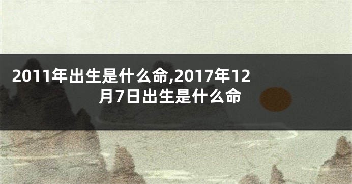 2011年出生是什么命,2017年12月7日出生是什么命