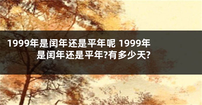 1999年是闰年还是平年呢 1999年是闰年还是平年?有多少天?