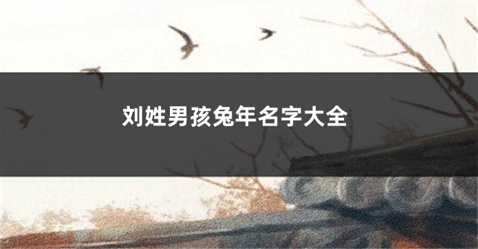 刘姓男孩兔年名字大全