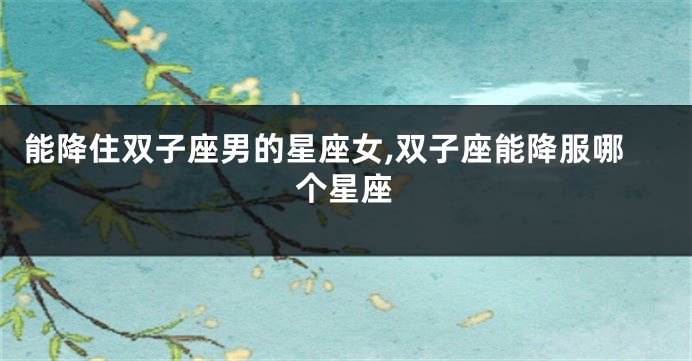能降住双子座男的星座女,双子座能降服哪个星座