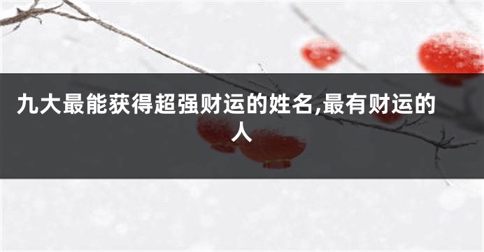 九大最能获得超强财运的姓名,最有财运的人