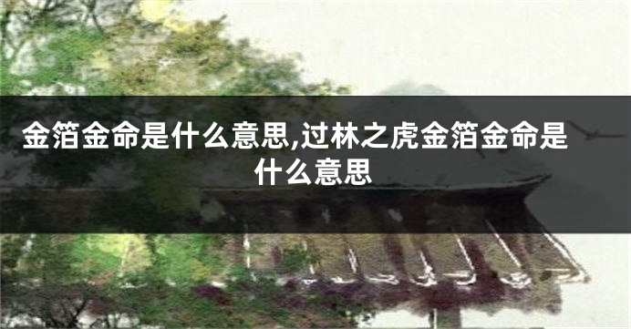 金箔金命是什么意思,过林之虎金箔金命是什么意思