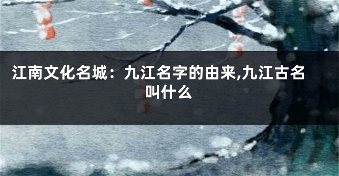 江南文化名城:九江名字的由来,九江古名叫什么