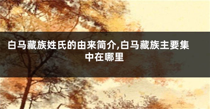白马藏族姓氏的由来简介,白马藏族主要集中在哪里