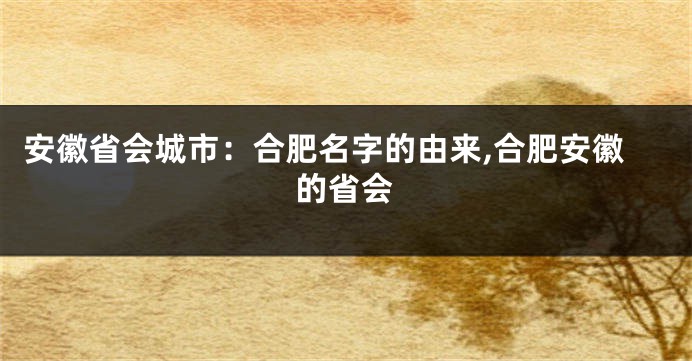 安徽省会城市:合肥名字的由来,合肥安徽的省会
