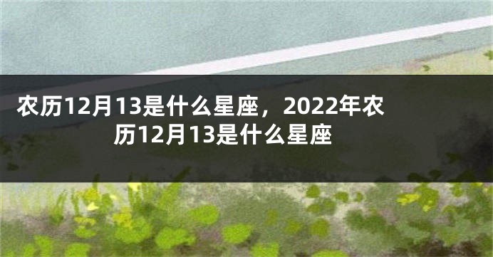 农历12月13是什么星座，2022年农历12月13是什么星座