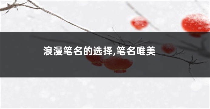 浪漫笔名的选择,笔名唯美
