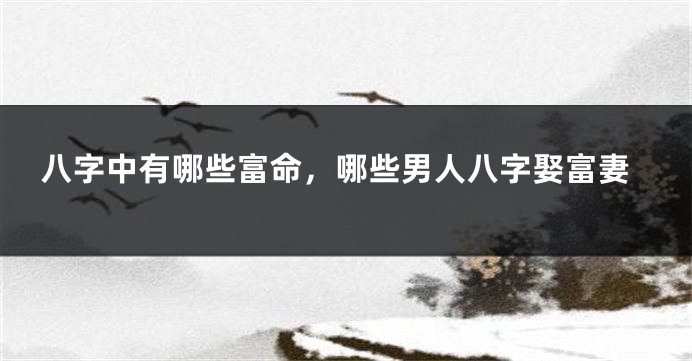 八字中有哪些富命,哪些男人八字娶富妻