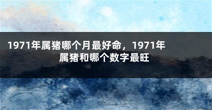 1971年属猪哪个月最好命,1971年属猪和哪个数字最旺
