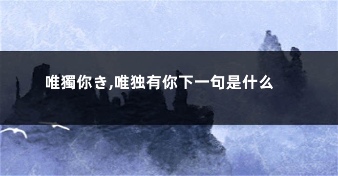 唯獨你き,唯独有你下一句是什么