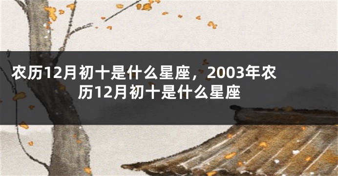 农历12月初十是什么星座,2003年农历12月初十是什么星座