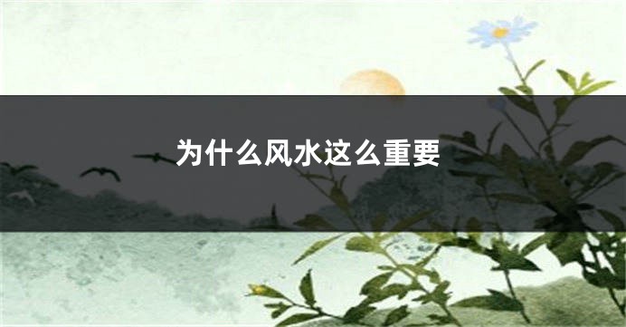 为什么风水这么重要