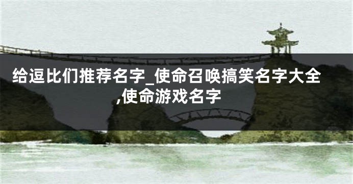 给逗比们推荐名字_使命召唤搞笑名字大全,使命游戏名字