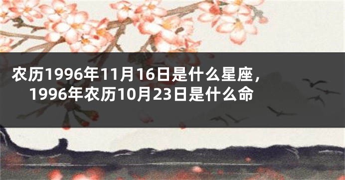 农历1996年11月16日是什么星座,1996年农历10月23日是什么命