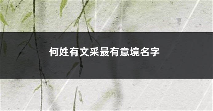 何姓有文采最有意境名字