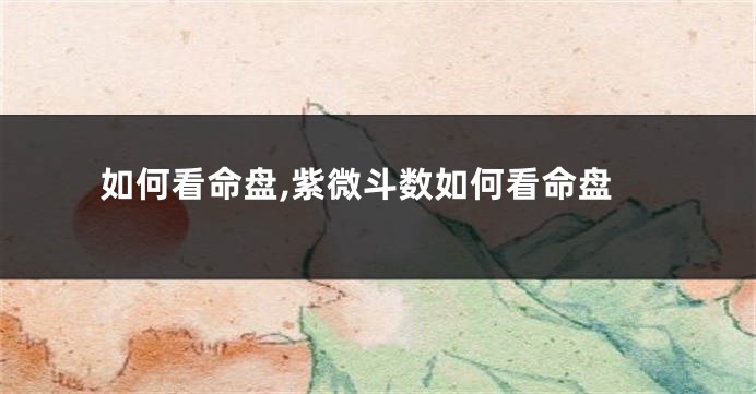 如何看命盘,紫微斗数如何看命盘