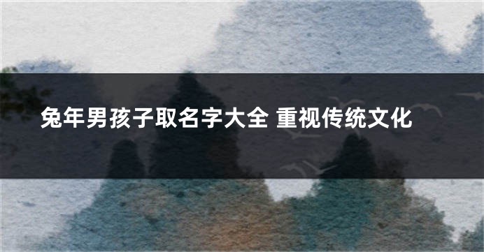 兔年男孩子取名字大全 重视传统文化