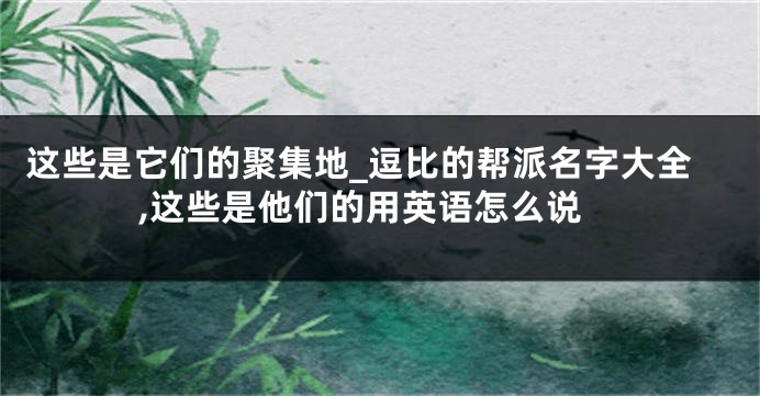 这些是它们的聚集地_逗比的帮派名字大全,这些是他们的用英语怎么说
