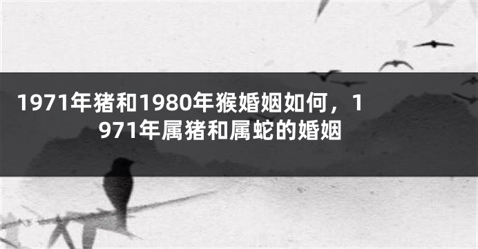 1971年猪和1980年猴婚姻如何,1971年属猪和属蛇的婚姻