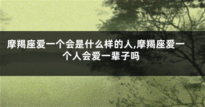 摩羯座爱一个会是什么样的人,摩羯座爱一个人会爱一辈子吗