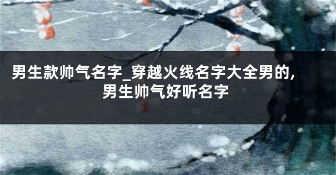 男生款帅气名字_穿越火线名字大全男的,男生帅气好听名字