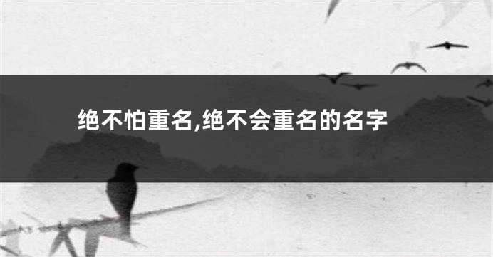 绝不怕重名,绝不会重名的名字