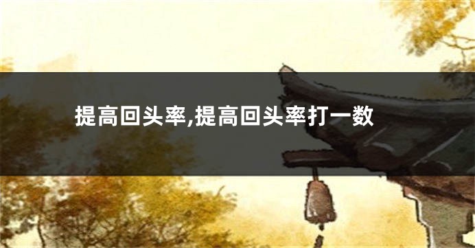 提高回头率,提高回头率打一数