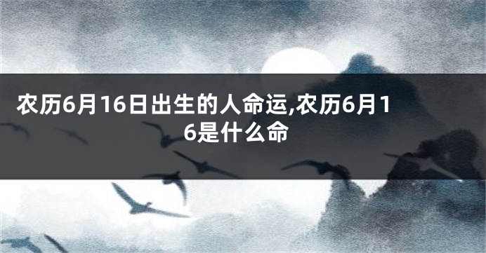 农历6月16日出生的人命运,农历6月16是什么命