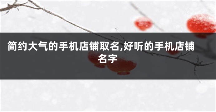 简约大气的手机店铺取名,好听的手机店铺名字