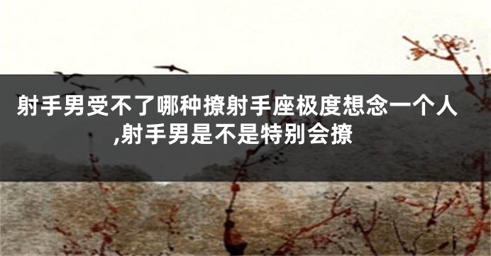 射手男受不了哪种撩射手座极度想念一个人,射手男是不是特别会撩