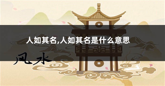 人如其名,人如其名是什么意思