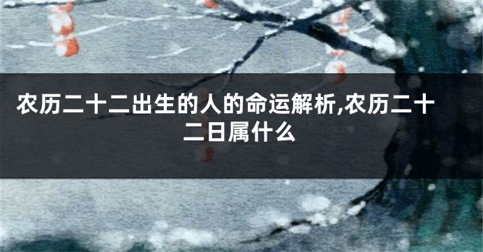 农历二十二出生的人的命运解析,农历二十二日属什么