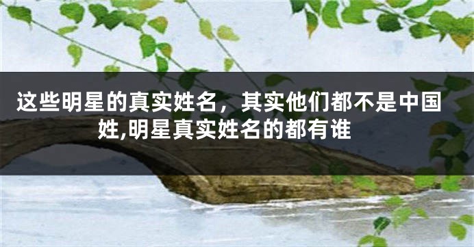 这些明星的真实姓名,其实他们都不是中国姓,明星真实姓名的都有谁
