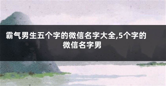 霸气男生五个字的微信名字大全,5个字的微信名字男