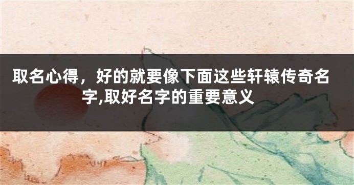 取名心得,好的就要像下面这些轩辕传奇名字,取好名字的重要意义