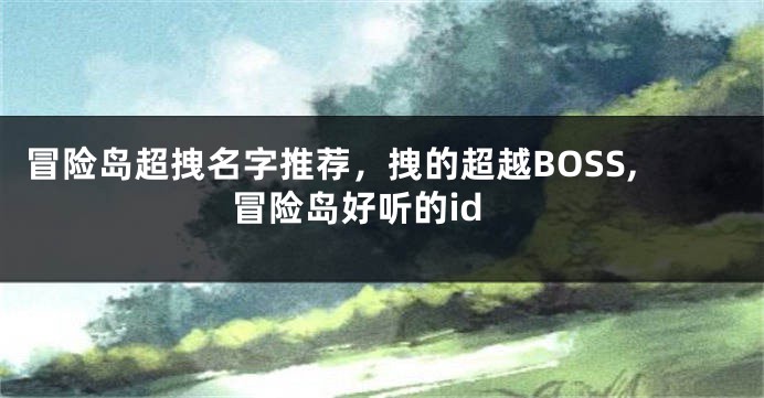 冒险岛超拽名字推荐，拽的超越BOSS,冒险岛好听的id