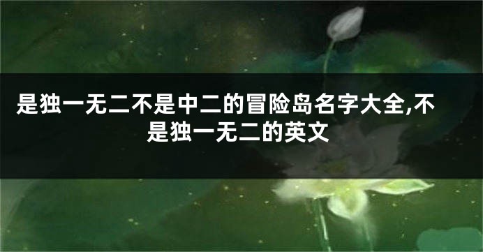 是独一无二不是中二的冒险岛名字大全,不是独一无二的英文