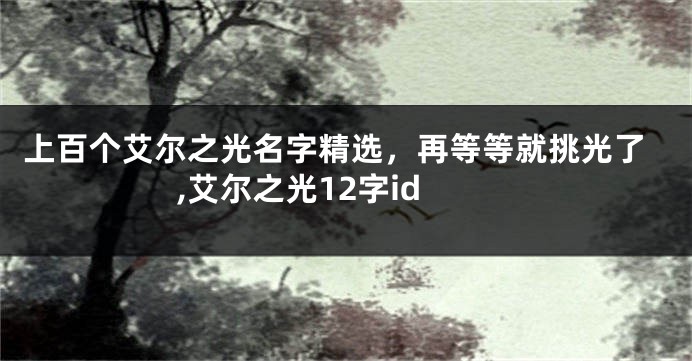 上百个艾尔之光名字精选,再等等就挑光了,艾尔之光12字id