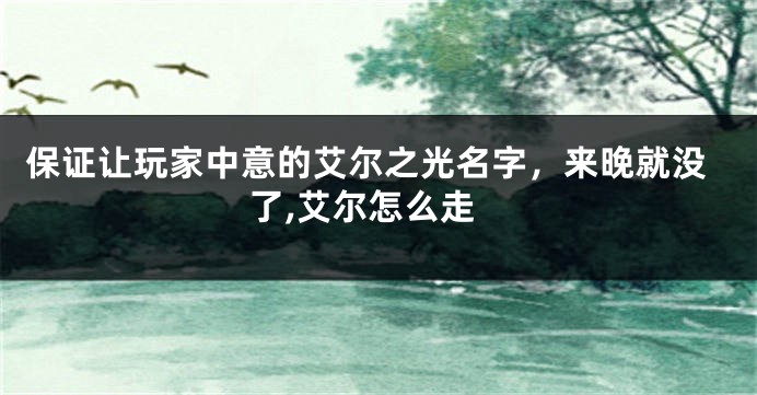 保证让玩家中意的艾尔之光名字,来晚就没了,艾尔怎么走