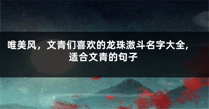 唯美风,文青们喜欢的龙珠激斗名字大全,适合文青的句子