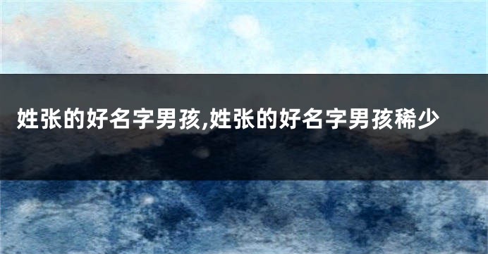 姓张的好名字男孩,姓张的好名字男孩稀少