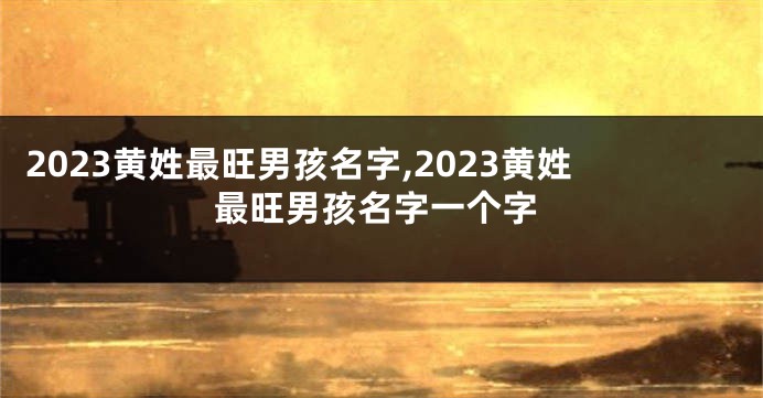 2023黄姓最旺男孩名字,2023黄姓最旺男孩名字一个字