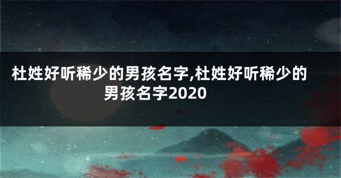杜姓好听稀少的男孩名字,杜姓好听稀少的男孩名字2020
